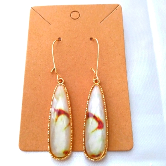 Jewelry - #2 New! 18k Gold Plated Marbled Stone Dangle Earrings